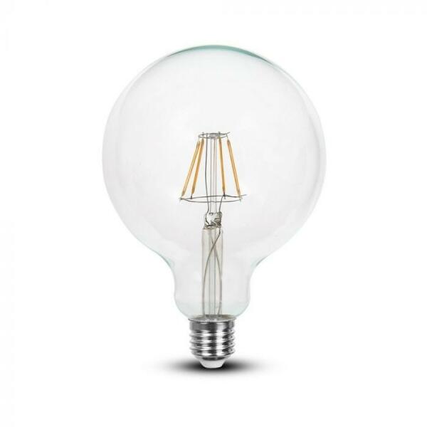 Átlátszó LED izzó filament COG E27 G125 6W 6400K nagygömb - 7427 - v-tachungary