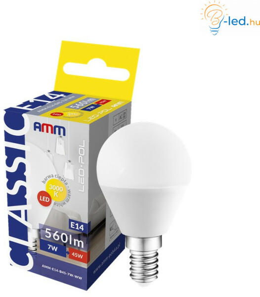 Vásárlás: AMM LED lámpa E14 B45 7W 180° 6500K kisgömb - AMM03012 LED izzó  árak összehasonlítása, LED lámpa E 14 B 45 7 W 180 6500 K kisgömb AMM 03012  boltok