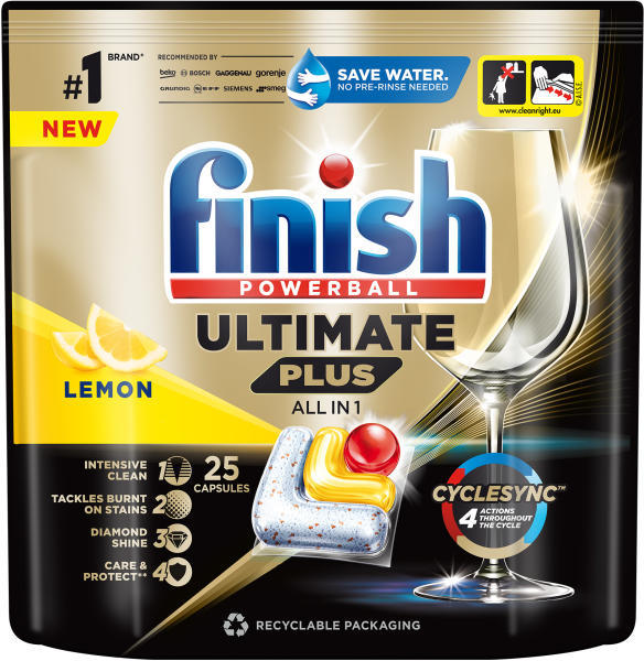 Vásárlás: Finish Ultimate Plus All in 1 - Lemon mosogatógép kapszula 25 db  Gépi mosogatószer, öblítőszer árak összehasonlítása, Ultimate Plus All in 1  Lemon mosogatógép kapszula 25 db boltok