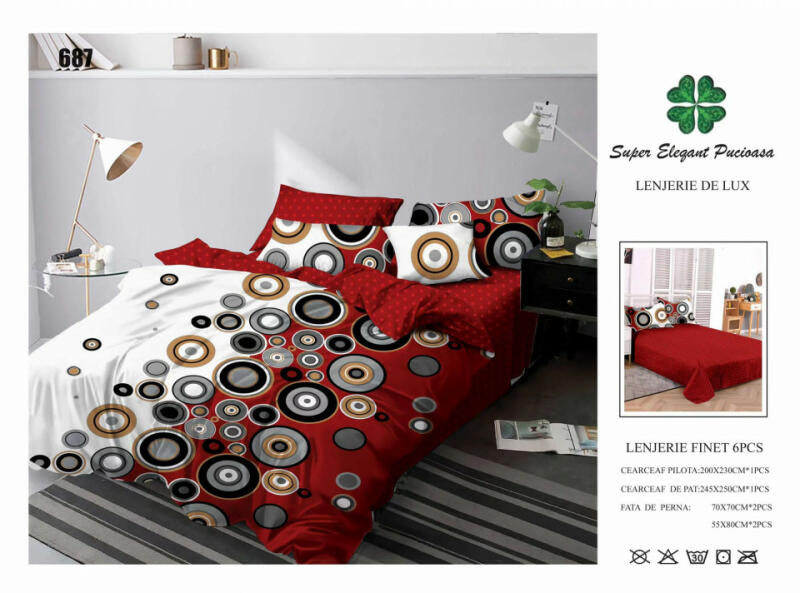 PUCIOASA Lenjerie de pat din bumbac satinat Finet - Produs romanesc,  calitate inalta - cod LJ687 (Lenjerie de pat) - Preturi