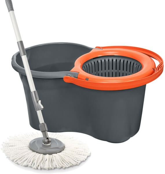 Spin Mop Eco forgófejes felmosó szett 14 literes antracit (vödör, mop, csavaró, nyél) (UP606)