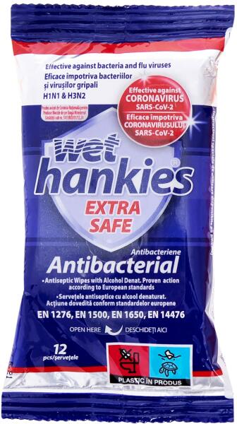 Vásárlás: Wet Hankies Hankies Extra Safe Nedves antibakteriális törlőkendők,  12db Törlőkendő árak összehasonlítása, Hankies Extra Safe Nedves  antibakteriális törlőkendők 12 db boltok