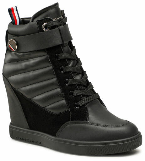 Tommy Hilfiger Sneakers Tommy Hilfiger Wedge Sneaker Boot FW0FW06752 Black  BDS (Pantof dama) - Preturi