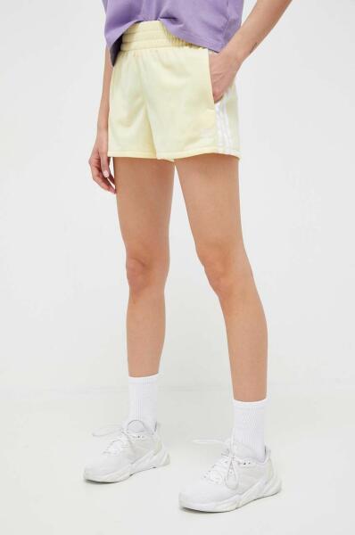 adidas Originals pantaloni scurti femei, culoarea galben, cu imprimeu, high  waist PPYX-SZD112_11X (Pantalon scurt dama) - Preturi