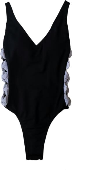 Costum de baie intreg negru cu fundite (Costum de baie dama) - Preturi