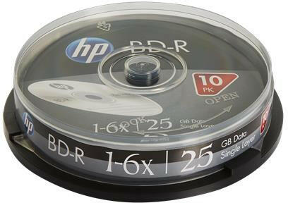 BD-R BluRay lemez, 25GB, 6x, 10 db, hengeren, HP (BRH-6B10) - bestoffice