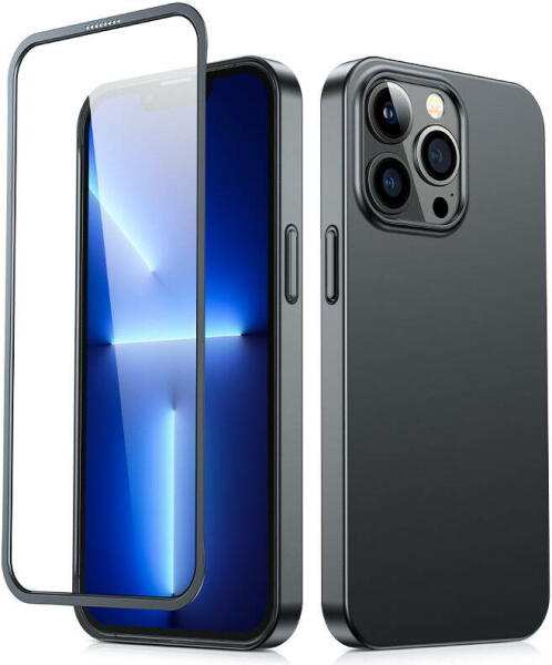 JOYROOM Husa completa fata si spate pentru iPhone 13 Pro + protectie ecran  din sticla calita neagra (JR-BP935 negru) (6941237161581) (Husa telefon  mobil) - Preturi