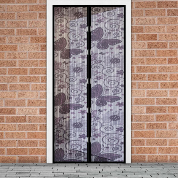 Mágneses függöny ajtóra 100x210 cm - lila pillangós (11398G)
