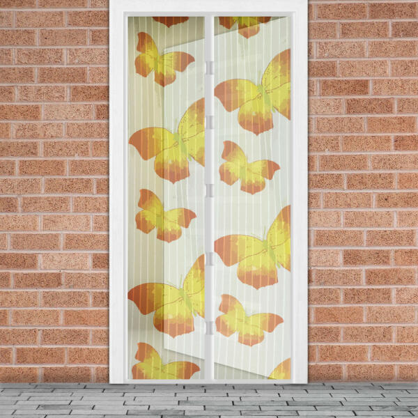 Mágneses függöny ajtóra 100x210 cm - sárga pillangós (11398L)
