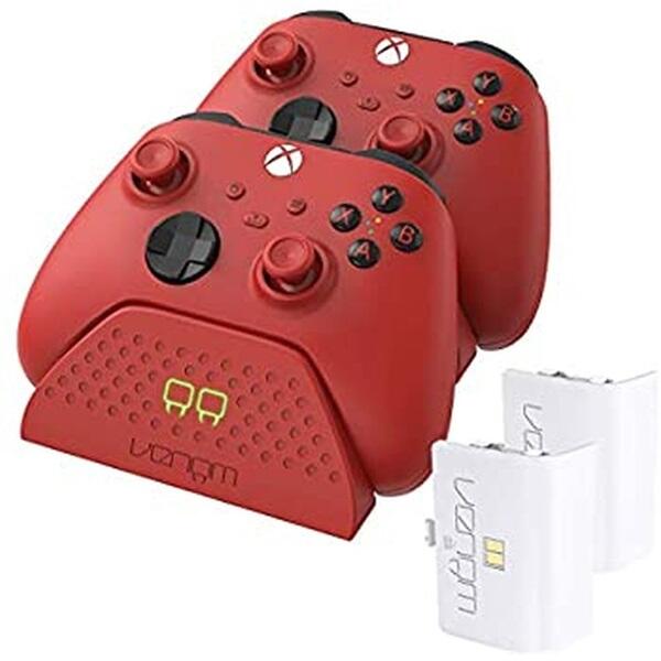 VS2879 Xbox Series X|S, Xbox One, USB, LED Piros dupla töltőállomás + 2 db  akkumulátor (VS2879)