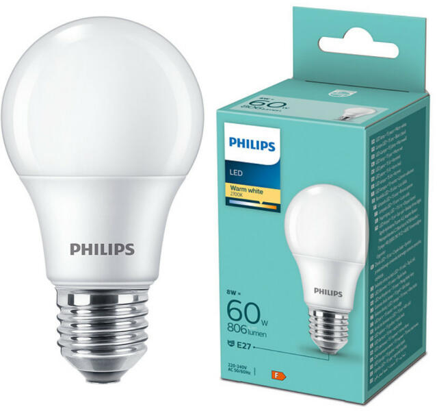 Vásárlás: Philips E27 LED 8W 806lm 2700K melegfehér 180° - 60W izzó helyett  (929002306296) LED izzó árak összehasonlítása, E 27 LED 8 W 806 lm 2700 K  melegfehér 180 60 W izzó helyett 929002306296 boltok