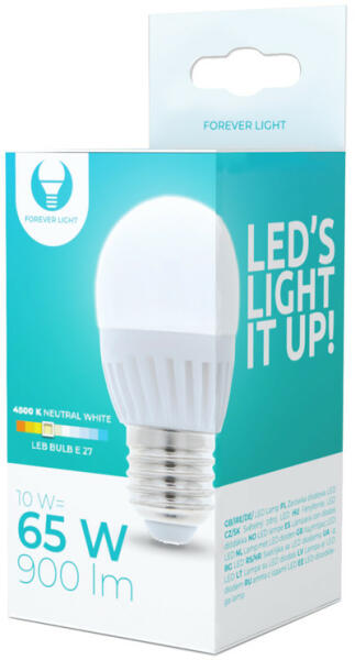 LED izzó E27 C37 10W 220° 4500K kisgömb - RTV003470