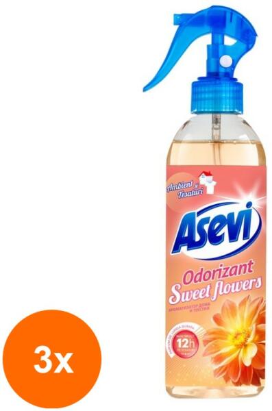 Asevi Set 3 x Odorizant de Camera Asevi, Sweet Flowers, 400 ml  (ROC-3xMAG1017897TS) (Parfum de camere) - Preturi