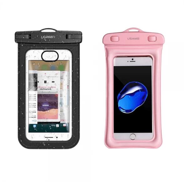 krasscom Set 2x husa subacvatica telefon waterproof cu inchidere etansa,  universala pana la 6 inch, rezistenta la apa IPX8, negru, roz (SETCOF003) ( Husa telefon mobil) - Preturi