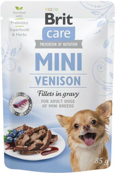 Brit CARE Mini Adult Pouch Venison 24x85g Hrana umeda cu vanat pentru caini  de talie mica (Hrana pentru caini) - Preturi