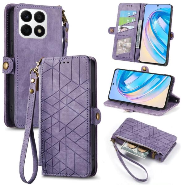 Husa portofel GEOM pentru Honor X8a violet (Husa telefon mobil) - Preturi