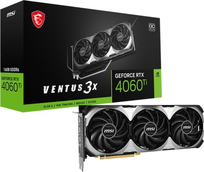 MSI GeForce RTX 4060 Ti VENTUS 2X BLACK OC 16GB GDDR6 128bit