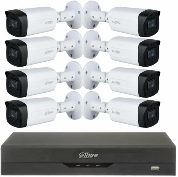 Dahua Kit supraveghere 8 camere Dahua, 5MP, IR 80M, lentila 3.6mm