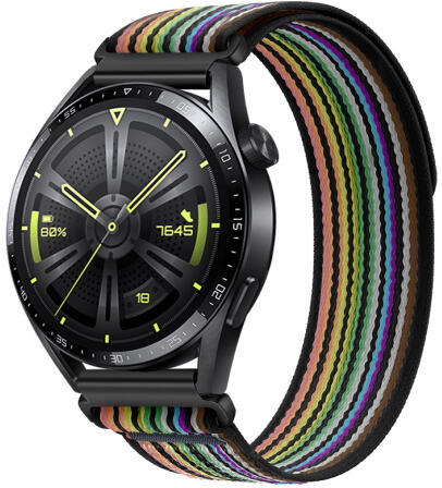 BSTRAP Velcro Nylon curea pentru Samsung Galaxy Watch Active 2 40/44mm,  black rainbow (SSG028C03) (Accesoriu ceas sport si smartwatch) - Preturi
