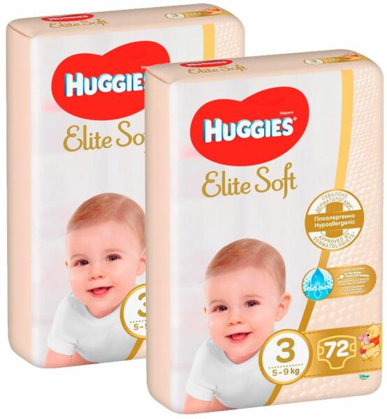 Huggies Scutece Huggies, New Elite Soft, Marimea 3, 144 buc, 5-9 kg  (Scutec) - Preturi
