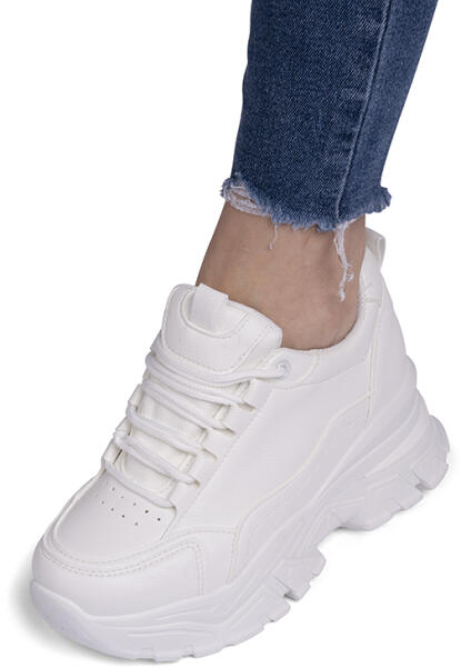 Sofiastore Sneakersi dama inalti din piele ecologica Albi Kris  (MG01_WHITE_344E) (Pantof dama) - Preturi