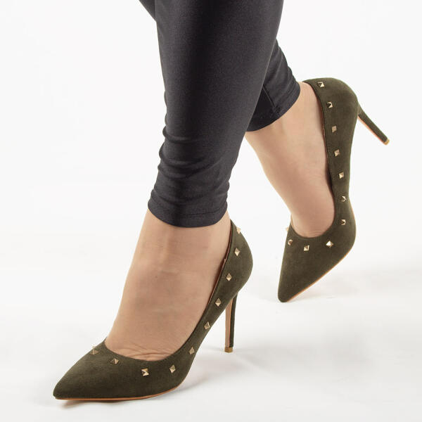 Zibra Pantofi de dama, verzi, stiletto cu tinte JM2603F-VERDE  (JM2603F-VERDE-3) (Pantof dama) - Preturi