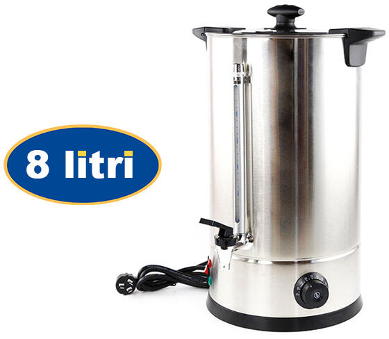 Tehno Fierbator electric din inox, pentru bauturi, 8 litri, 1600 W,  termostat de reglare (#814) (Fierbator) - Preturi