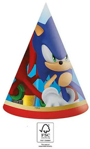 Sonic a sündisznó Sega Parti kalap, csákó 6 db-os FSC (PNN95666) - kidsfashion