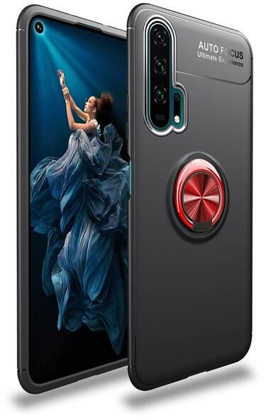case-665006 Huawei Honor 20 Pro piros Lenuo ütésálló TPU tok gyűrűs  (case-665006)