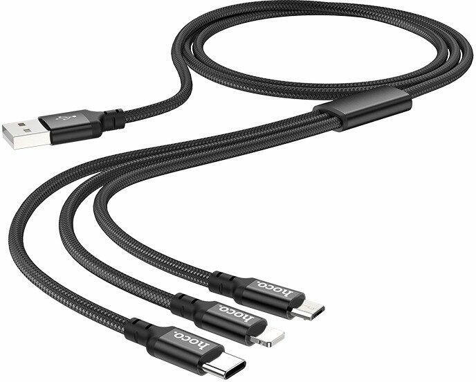 hoco. X14 3in1 töltő kábel 2.4A Micro USB/Lightning/Type-C fekete, iPhone  töltőkábel vásárlás, olcsó hoco. X14 3in1 töltő kábel 2.4A Micro  USB/Lightning/Type-C fekete, iPhone töltőkábel árak, Kábel, csatlakozó  akciók