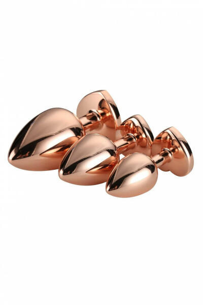 Gleaming Love - szíves anál kúp dildó szett - rosegold (3 részes) (8720365100260)