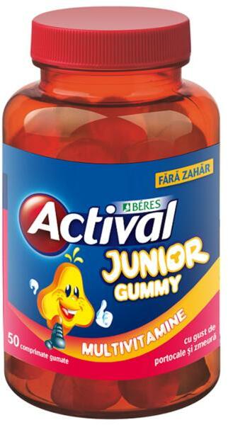 BÉRES Actival Junior Gummy Beres Multivitamine cu Gust de Portocale si  Zmeura, 50 comprimate (Suplimente nutritive) - Preturi