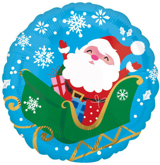 Santa in Sleigh, Télapó fólia lufi 43 cm (MLG840224) - kidsfashion