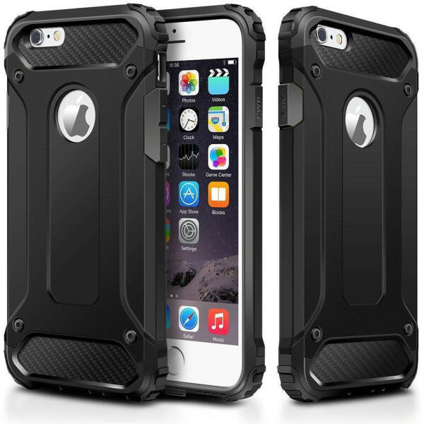 Apple Husa telefon iPhone 6 Plus, 6S Plus cu decupaj sticla - Techsuit  Hybrid Armor - Black (Husa telefon mobil) - Preturi