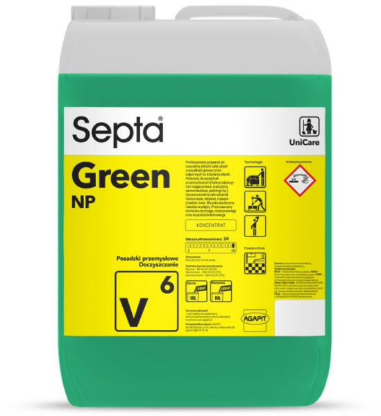 Professzionális készítmény az erős szennyeződések eltávolítására SEPTA GREEN NP V6 10L