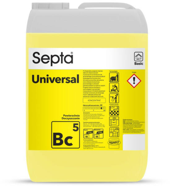 Professzionális tisztítószer koncentrátum erős szennyeződésekhez SEPTA UNIVERSAL BC5 10L