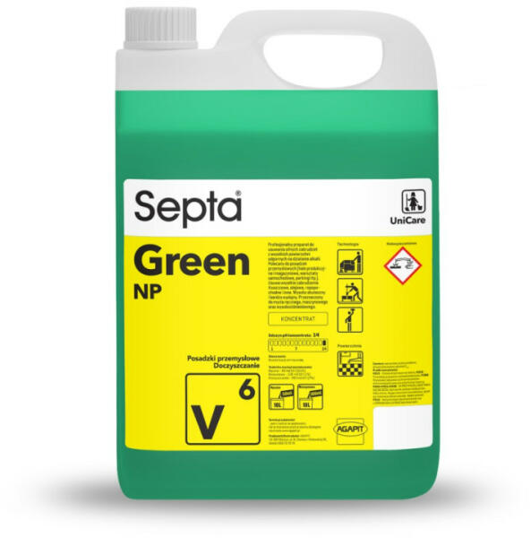 Professzionális készítmény az erős szennyeződések eltávolítására SEPTA GREEN NP V6 5L