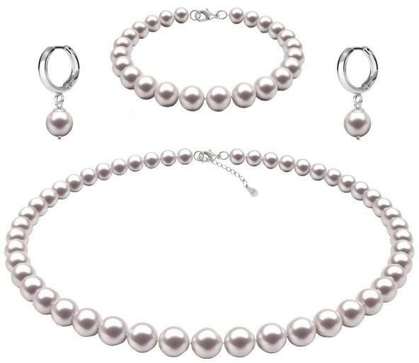 Kaskadda Set Argint, Colier, Bratara si Cercei Tip Creole cu Perle Naturale  Albe de 6-7 mm (Bijuterii) - Preturi
