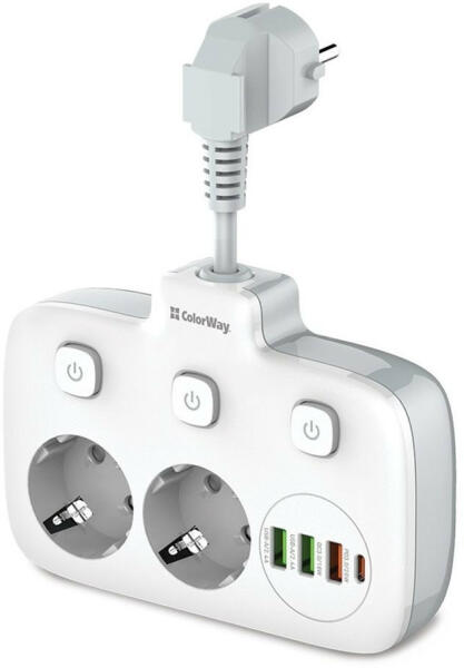 2 Plug + 4 USB 2,5 cm Switch (CW-CHE24PDW)