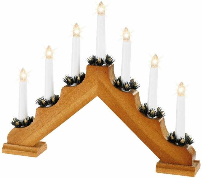 Adventi gyertya piramis 7 LED, natúr 40x30x6 cm (40101567)