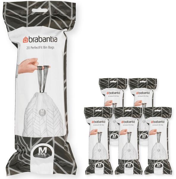PerfectFit szemeteszsák, M méret, 60L, Multipack 120 zsák, 6 tekercs, 20 zsák/tekercs - 138867 (138867)