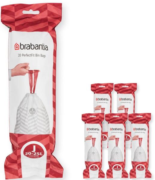PerfectFit szemeteszsák, J méret, 20-25L, Multipack 120 zsák, 6 tekercs, 20 zsák/tekercs - 138362 (138362)