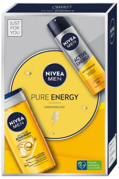 Nivea Men Set Cadou Nivea Men Pure Energy Gel de Dus, 250 ml si Deodorant  Spray Active Energy, 150 ml (MAG1017665TS) (Pachete de cadouri) - Preturi
