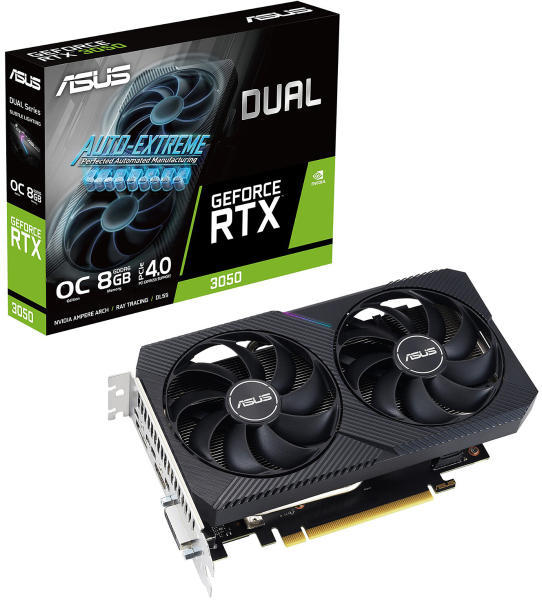 GeForce RTX 3050 Dual V2 OC Edition 8GB GDDR6 (DUAL-RTX3050-O8G-V2/90YV0GH6-M0NA00)