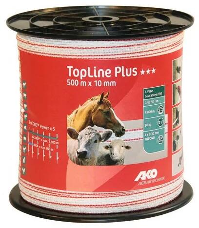 TopLine plus szalag 500m, 10mm, 4x0, 3TriCond, fehér/piros