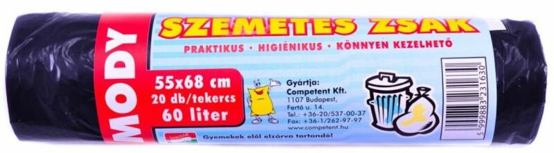 szemeteszsák 60L 20 db-os kiszerelésben 55x65cm