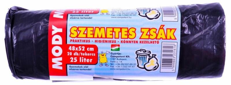 szemeteszsák 25L 20 db-os kiszerelésben 48x52cm