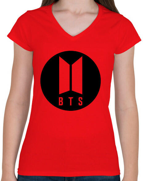 Vásárlás: printfashion BTS - Női V-nyakú póló - Piros Női póló árak  összehasonlítása, BTS Női V nyakú póló Piros boltok
