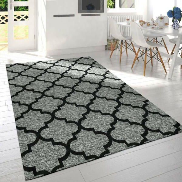 Vásárlás: Modern síkszövésű marokkói mintás szőnyeg - szürke-fekete 60x110  cm Szőnyeg árak összehasonlítása, Modern síkszövésű marokkói mintás szőnyeg  szürke fekete 60 x 110 cm boltok