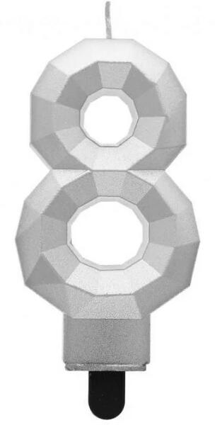 Diamond Silver Metallic, ezüst számgyertya, tortagyertya 8-as (MLG163353)